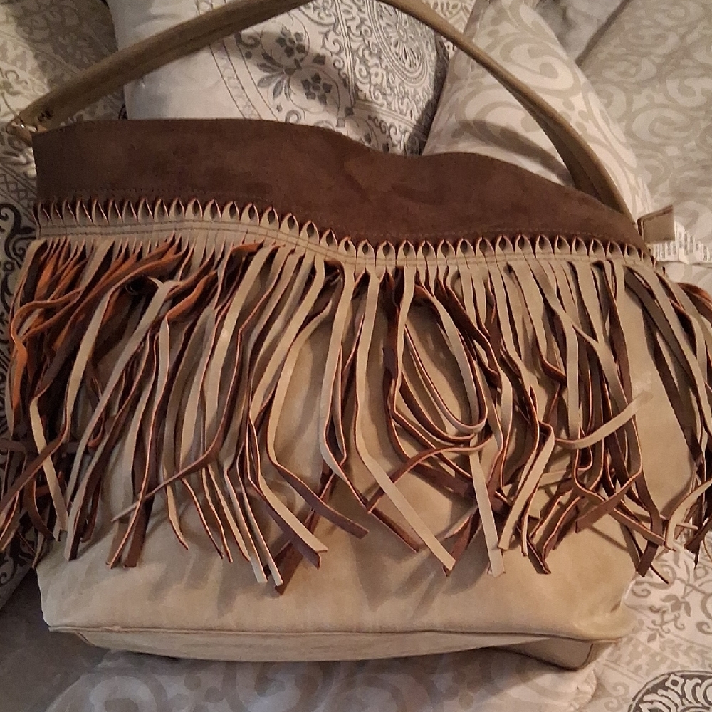 Steven, Large,Fringe Tan and Brown Women's Bag